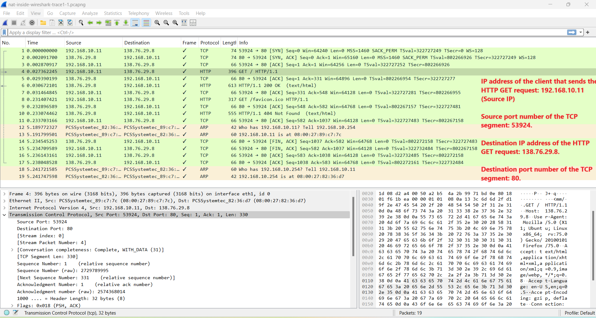 Inside NAT capture of HTTP GET