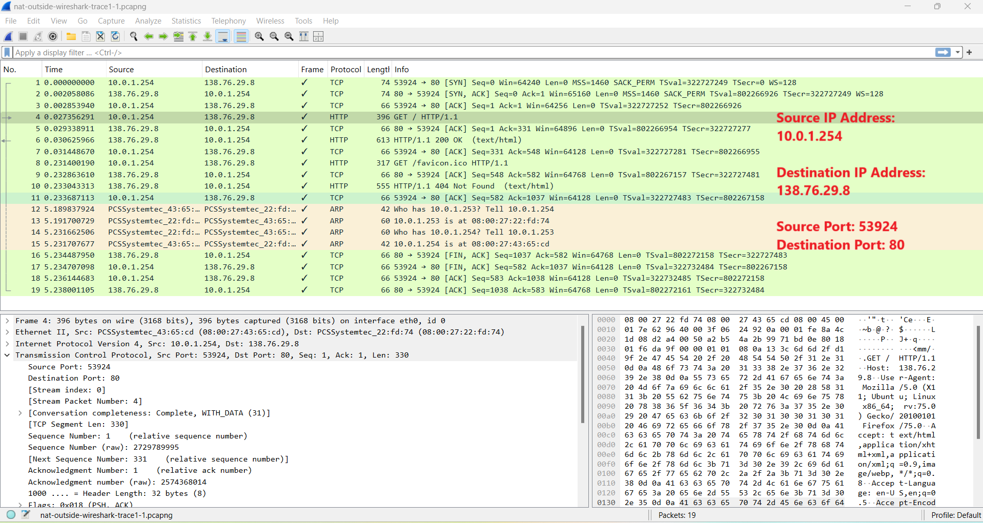 Outside NAT capture of HTTP GET