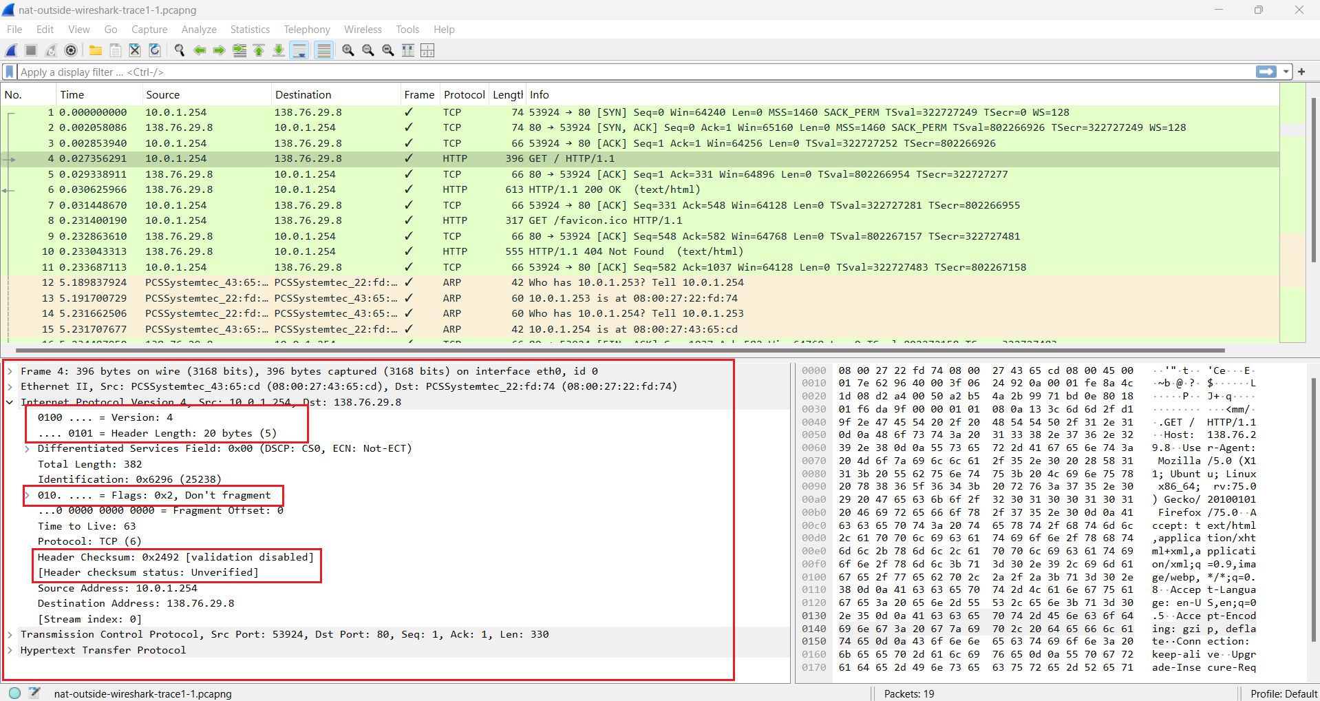 Outside NAT IP header
